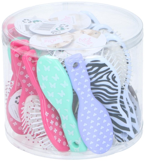 [871125219482] TOUCH OF BEAUTY Mini Hairbrush Zebra/Mintgreen/Purple/Pink 12.5cm