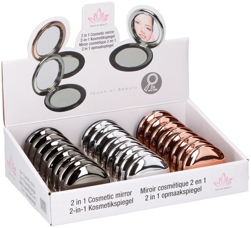 [871125204405] TOUCH OF BEAUTY Cosmetic Mirror D6.5cm 2-in-1 Magnification