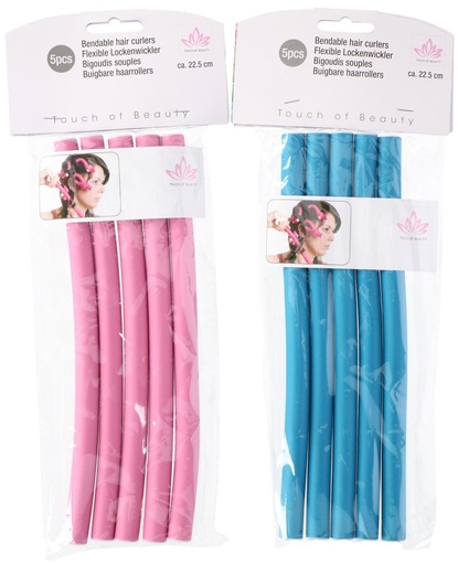 [871125280909] TOUCH OF BEAUTY Bendable Hair Curlers Pink and Blue
