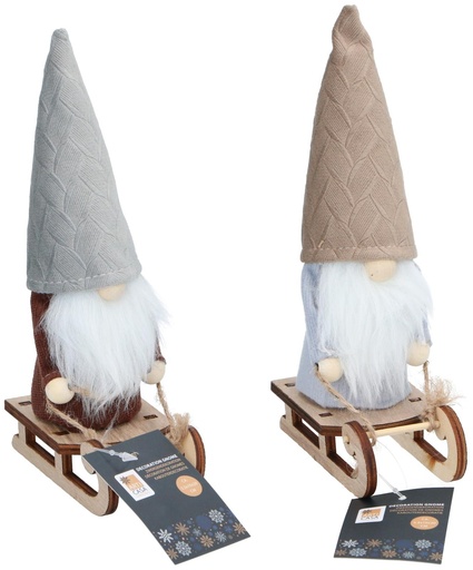 [871125257001] ARTICASA Christmas Gnome with Sledge Decoration