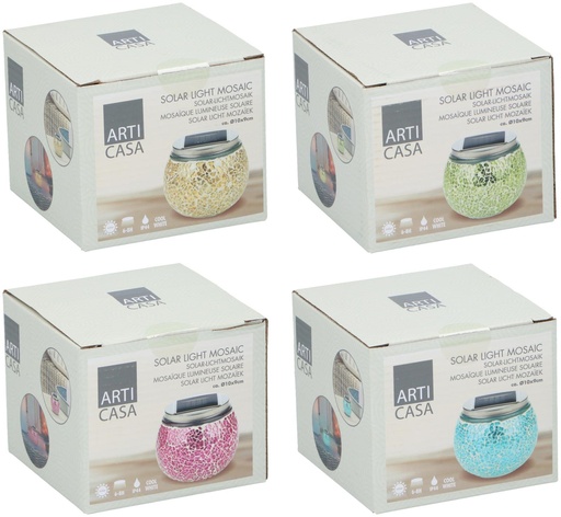 [871125226150] ARTICASA Solar Garden Light Mosaic Ø10x9cm Colour Change
