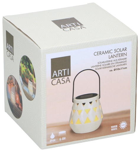 [871125250650] ARTICASA Solar Lantern White Ø10x11cm