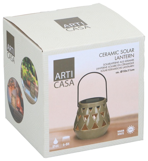 [871125250651] ARTICASA Solar Lantern Green Ø10x11cm