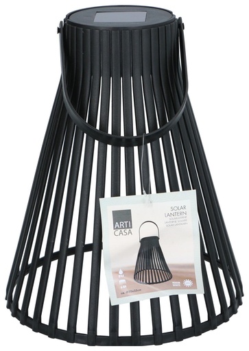 [871125230224] ARTICASA Solar Lantern Black Ø20xh24cm