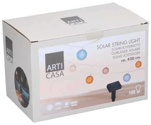 [871125230218] ARTICASA Solar String Light With Cotton Balls