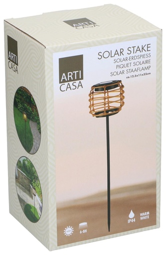 [871125230227] ARTICASA Solar Garden Stake Bamboo Look