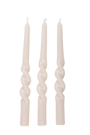 [871125232268] ARTICASA Glossy Twisted Dinner Candle White