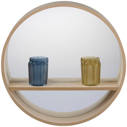 [871125250030] ARTICASA Round Wall Mirror With Shelf 35cm