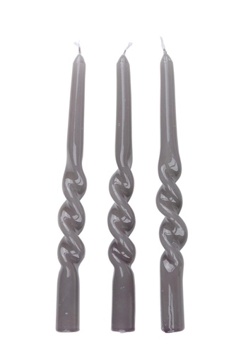[871125232266] ARTICASA Glossy twisted dinner candle grey