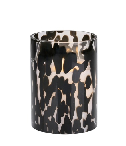 [871125258743] ARTICASA LED Glass Candle Black Ø9x12cm