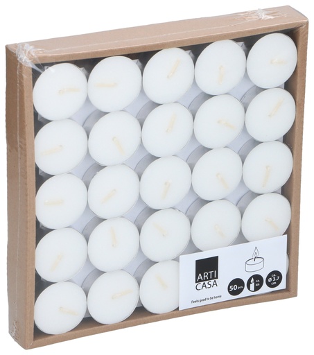 [871125255901] ARTICASA Tealights White Ø3.7cm 3.5hr Burn Time