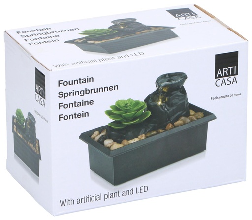 [871125250190] ARTICASA Fountain with Artificial Plant and LED Light
