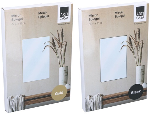 [871125250106] ARTICASA Rectangular Mirror 44x28cm Black/Gold