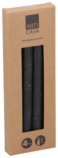 [871125224522] ARTICASA Rustic dinner candle black 25.5cm