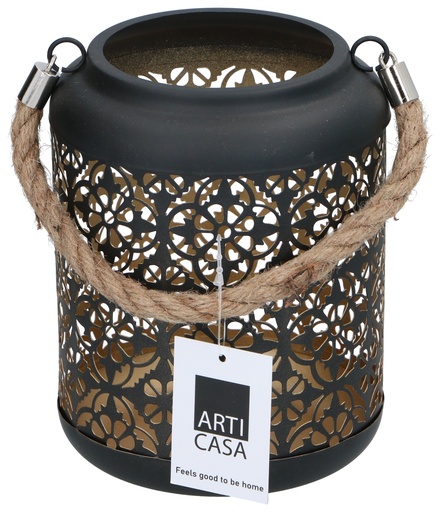 [871125255670] ARTICASA Lantern Ø13x17cm with Rope Handle