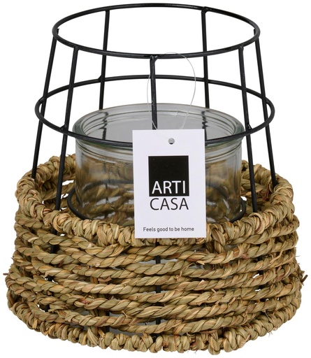 [871125250026] ARTICASA Candle Holder Nature 17x17x16.5cm