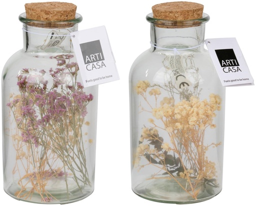 [871125250023] ARTICASA Glass Vase With Dried Flowers And LED