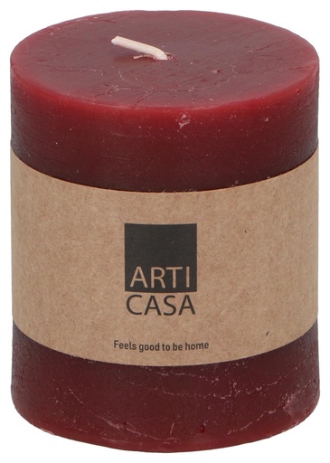 [871125224375] ARTICASA Rustic Candle Ø7xh8cm Dark Red