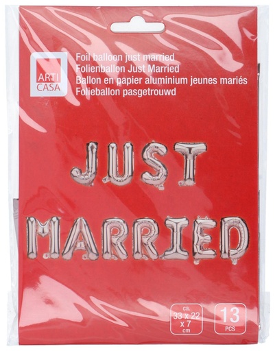 [871125250373] ARTICASA Foil Balloon Just Married Decoration