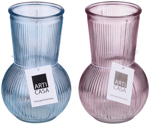 [871125224405] ARTICASA Vase stripe Ø11.2x17.6cm glass