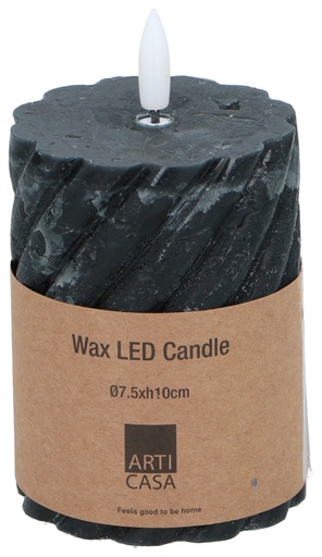 [871125225571] ARTICASA LED Candle Ø7.5x10cm Black