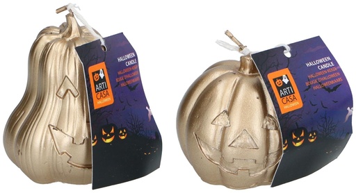 [871125257431] ARTICASA Halloween Pumpkin Candle Gold Ø7x6cm