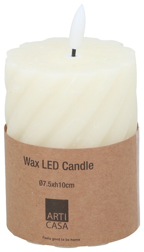 [871125225572] ARTICASA LED Candle Ø7.5x10cm Ivory