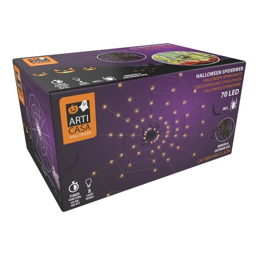 [871125235847] ARTICASA Halloween Spiderweb LED with Timer