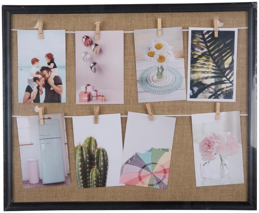 [871125250109] ARTICASA Collage Photo Frame With 8 Clips 52.5x42.5cm