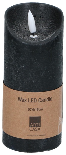 [871125225569] ARTICASA LED Candle Black Ø7xh16cm