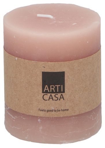[871125224599] ARTICASA Rustic Candle Ø7xh8cm Pink