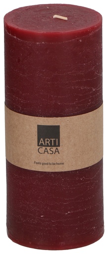 [871125224383] ARTICASA Rustic Candle Ø7xh13cm Dark Red