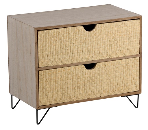 [871125258707] ARTICASA Storage Box With Rattan Look And 2 Drawers