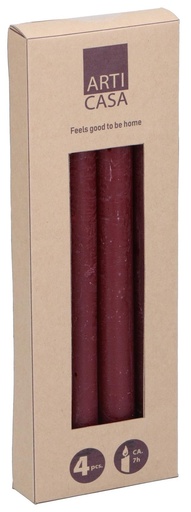 [871125224784] ARTICASA Rustic Dinner Candle Dark Red 25.5cm