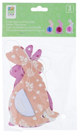 [871125250177] ARTICASA Easter Bunny Honeycomb Decoration 8x5x14.5cm