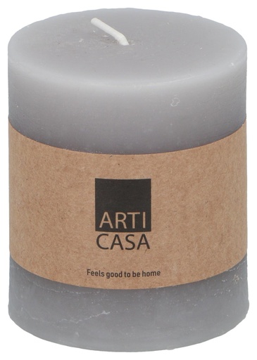 [871125224376] ARTICASA Rustic Candle Ø7xh8cm Light Grey