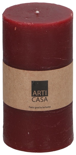 [871125224379] ARTICASA Rustic Candle Ø7xh13cm Dark Red
