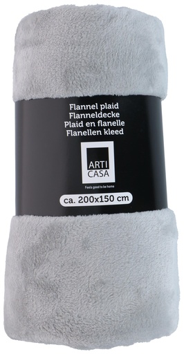 [871125225614] ARTICASA Plaid Flannel Light Grey 200x150cm