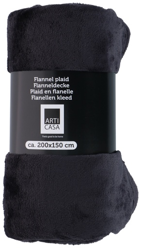 [871125225617] ARTICASA Plaid flannel dark grey 200x150cm