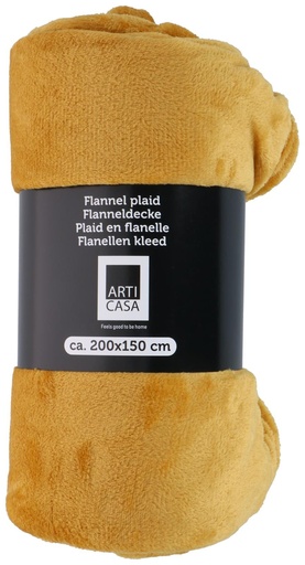 [871125225616] ARTICASA Plaid flannel mustard 200x150cm