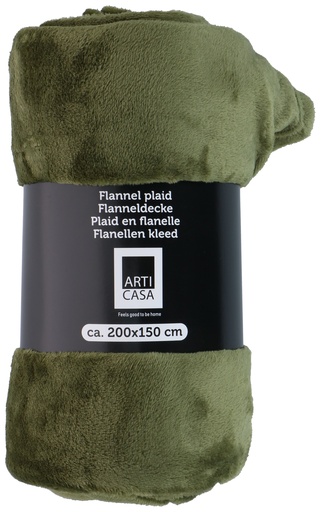 [871125225612] ARTICASA Plaid flannel dark green 200x150cm