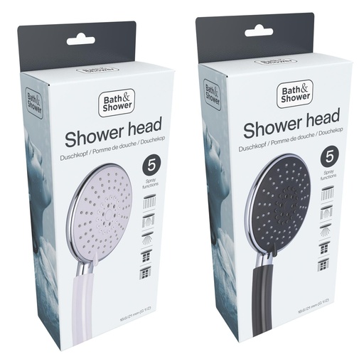 [871125246542] BATH & SHOWER Hand Shower Head 5 Functions 25.5x12.5cm