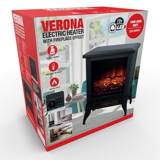 [871125216413] CLASSIC FIRE Verona Electric Fireplace Heater LED 1800W