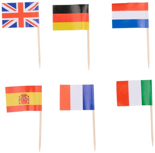 [871125226036] CUISINE ELEGANCE Cocktail Sticks Flag 14x10cm
