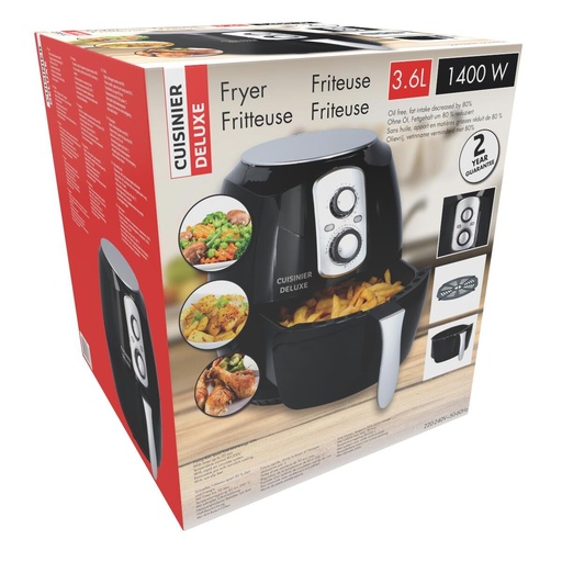 [871125213066] CUISINIER DELUXE Airfryer 3.6L 1400W Swiss plug