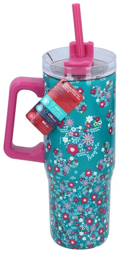 [841249775543] DISNEY Insulated Floral Travel Mug with Straw