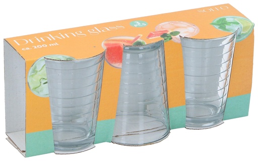 [074512510201] HOMEWARE Drinking Glasses 3 pcs 200ml