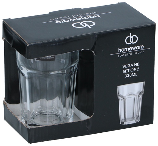 [584456545224] HOMEWARE Vega Drinking Glass 330ml Transparent