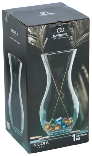 [622205170526] HOMEWARE Vase Nicola Ø14x26cm clear glass