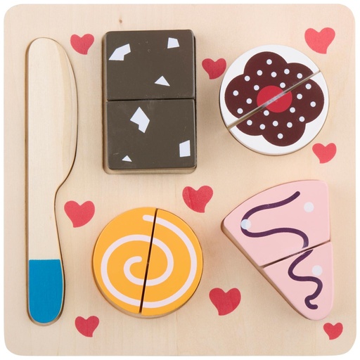 [871125258671] MARIONETTE WOODEN TOYS Wooden Cake Cutting Puzzle 18x18cm